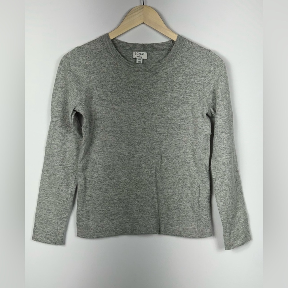 J. Crew Teddie Sweater Womens XS Cotton Merino Wool Blend Gray Pullover Knit